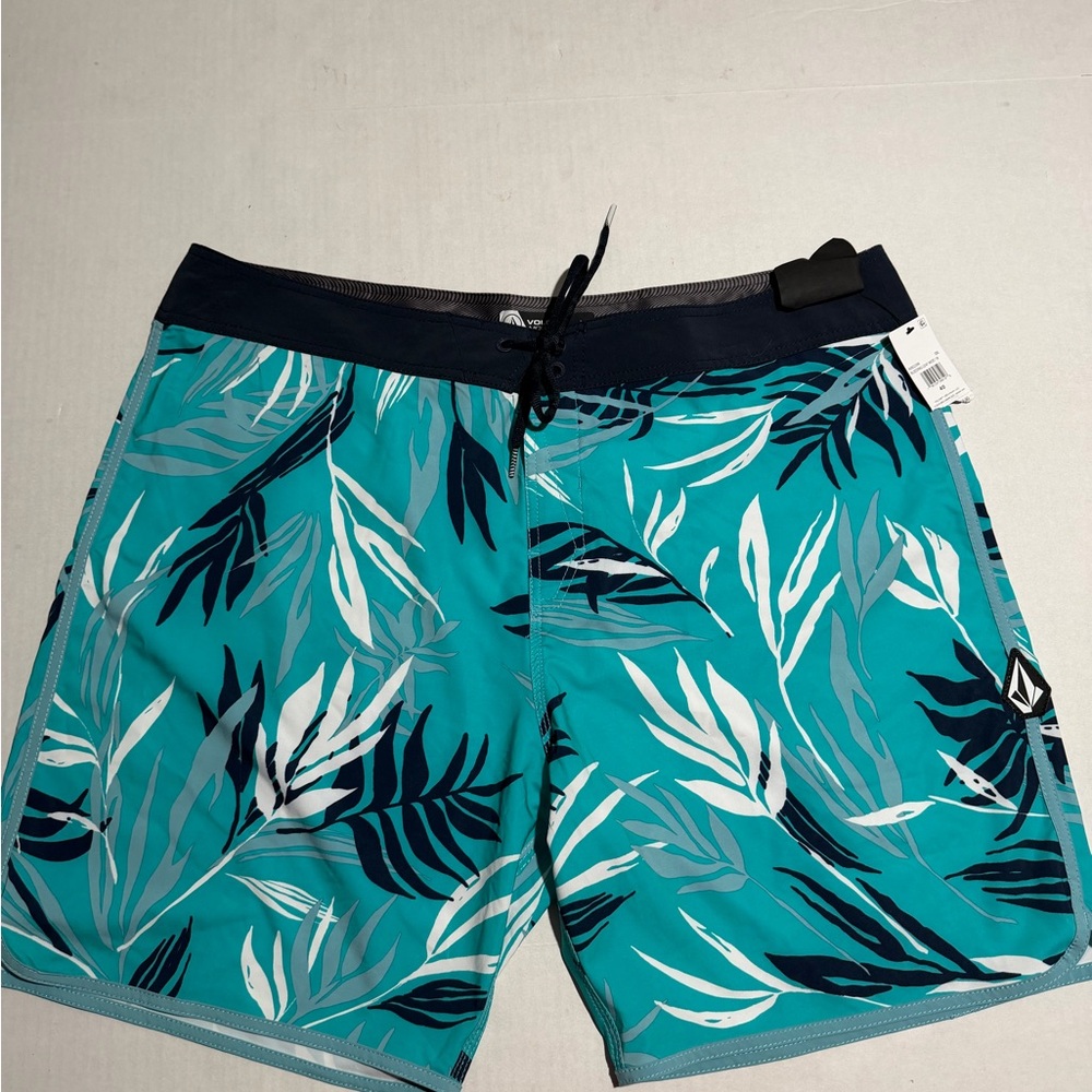 volcom swimwear swim‎ trunks shorts, leaf print, men's 40 nwt